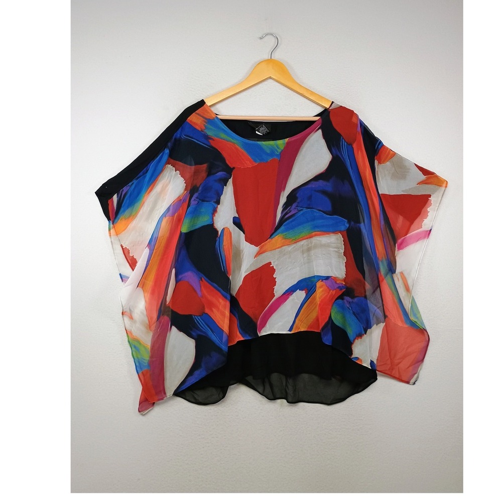 Artistic Abstract Lane Bryant Womens 18/20 Multicolor Layered Kaftan Chiffon Top